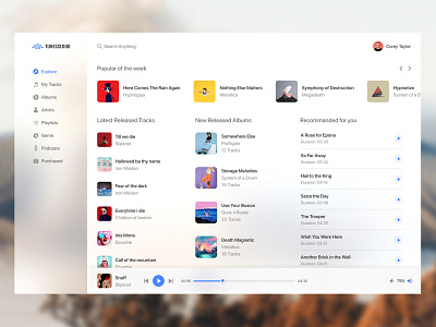 Music Player Client UI app dashboard design desktop fluent music player popular template trend ui web