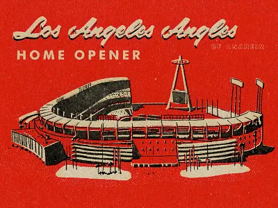 Angels Home Opener 2018 1960 angels angelsbaseball baseball halo illustration losangeles matchbook midcentury modern red