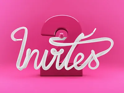 2 Invitations cinema 4d clay dribbble invitation invite rendered typo typographic