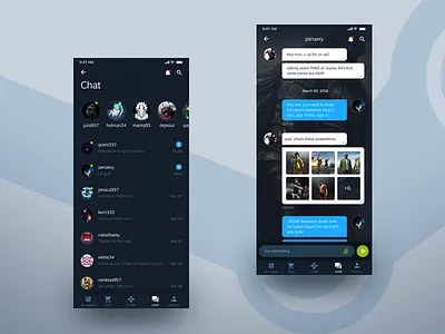 Steam App Chat Shot app dark design interface ios steam ui ux