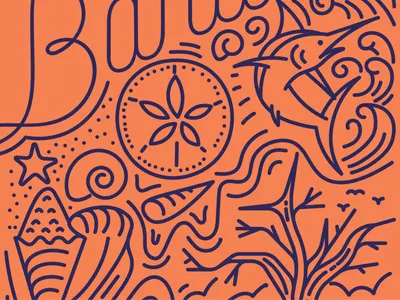 Bahamas birds clouds fish palm pig sailfish shells tree water waves