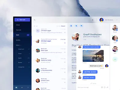 Mail client 📨 blur dashboard message desktop mail e mail inbox interface ui ux