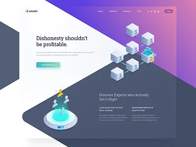 Amulet Platform bitcoin blockchain contracts crypto cryptocurrency ethereum illustrations landing page smart