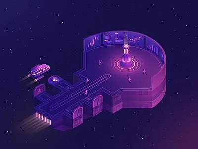 Crypto Exchange Space Plataform blockchain crypto design icon illustration isometric ui