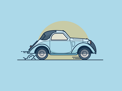Fiat 500 Topolino blue car fiat illustration italy minimal sun topolino vector