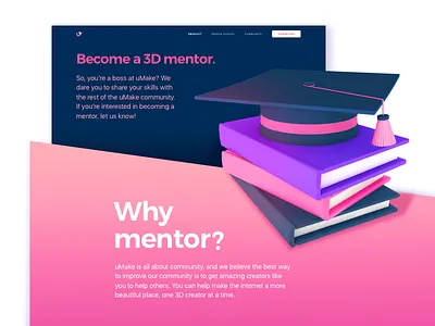 Teach Page for an iPad 3D-Sketching Platform Website 3d ar bold bright colors creative gradient ipad learning mentor mobile modern product typography ui ux vibrant vr web website design zajno
