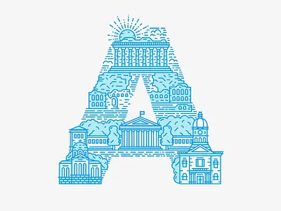 A is for Athens 36 days of type a athens illustration letter line logotype type typography vector