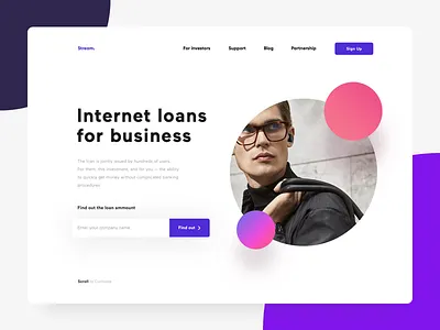 Stream landing page bank credit interaction landing loan login material money transfer ui ux