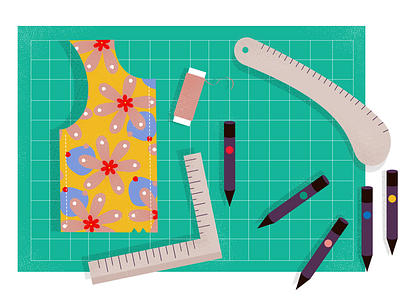What do you design? design fabric fashion design flowers green illustration markers rulers textile design thread ui