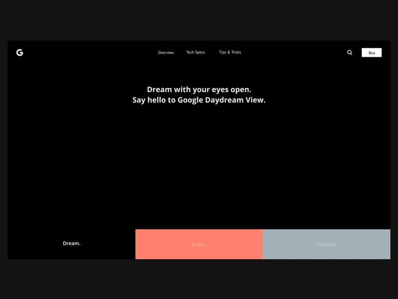 Google Daydream View design google landing product vr web