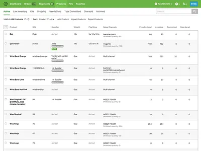 Refreshed Ordoro Product List Page inventory inventory management ordoro products skus table