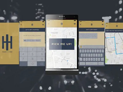TRANSPORTHER app design taxi ui mockup ux mockup