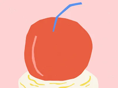 Cherry On Top 1 blue cherries cherry cherry red illustration pink whipped cream