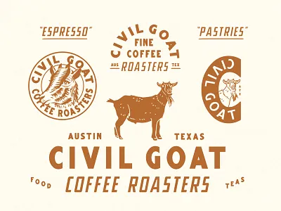 Civil Goat austin badge branding civil goat coffee goat identity illustration roasters seal texas