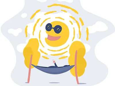Sunshine blue sky drinks flat hammock illustrator sun sunglasses sunshine trees