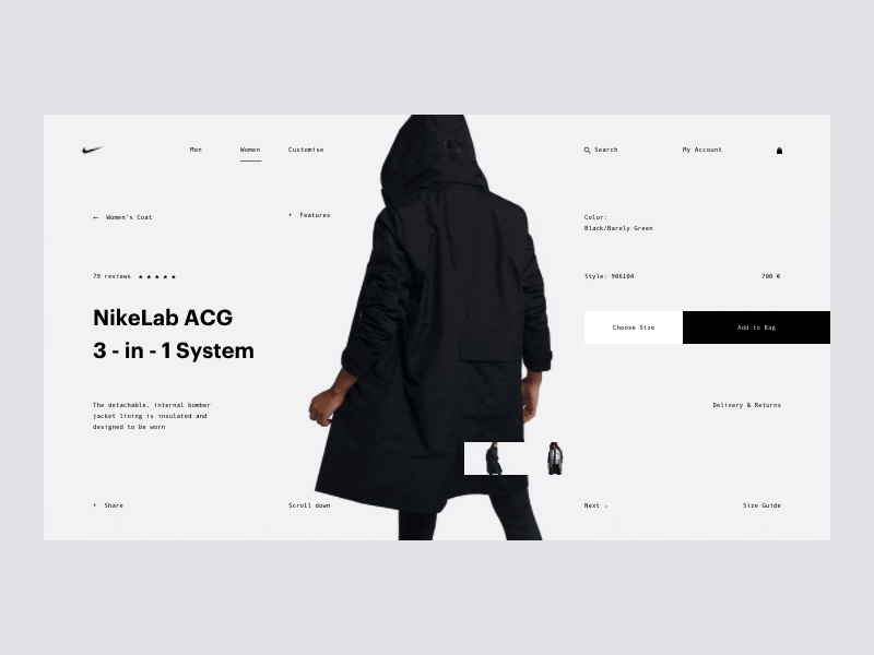 NikeLab Experiments animation clothes e commerce flinto gif landing layout techwear web