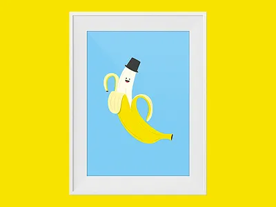 Happy banana art banana delicious food happy hat illustration poster smoothie