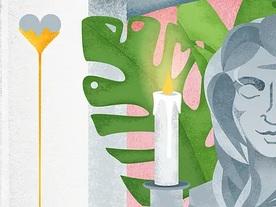 Queen of Hearts candles card hearts palms queen statue texturing