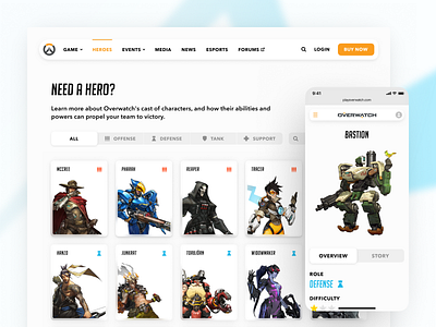 Overwatch Hero Page clean game hero interface iphone x minimal overwatch simple ui video game
