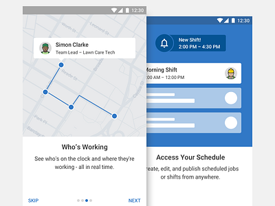 TSheets Onboarding android app business design illustration material design onboarding walkthrough