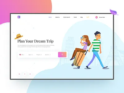 Ph Dribble design illustration interface people service travel trip ui ux web website