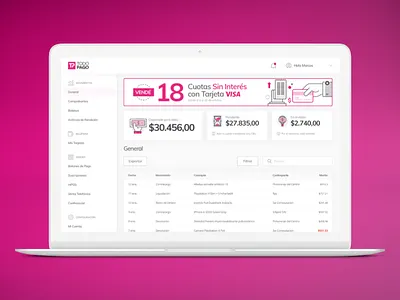 Todo Pago - "Movimientos" design desktop home ui ux