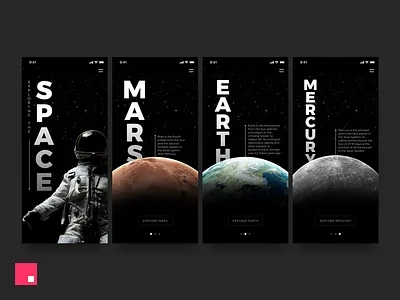 Exploring The Space – Made with InVision Studio animation app interaction interface invision studio iphone x planets space studio ui uiux ux