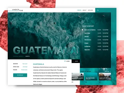 Surf Report dashboard design gradient interface landing page layout report slider ui ux web web design