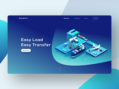 EasyPort - Logistics service lading page design 2018 android courier landing logistic page trend ui ux uxd web