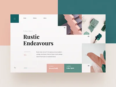 Interior Design Website colours header homepage landing minimal page pastel ui ux web website