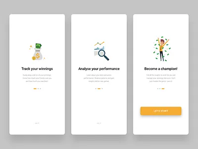 User Onboarding for Pokerolla android app clean finance ios light minimalist onboarding poker splash screen split white