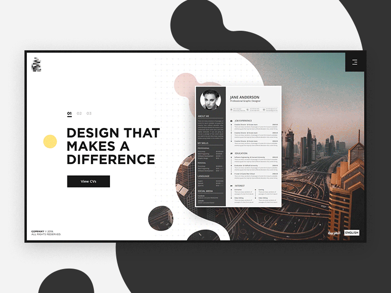Homepage animation design fullscreen homepage menu section shapes slider transition ui ux zipl