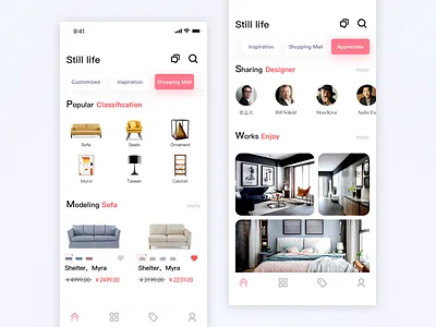 Furniture App Design app cold furniture indoor iphonex renovation room series ui ux