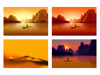 Gradient landscape illustration illustration