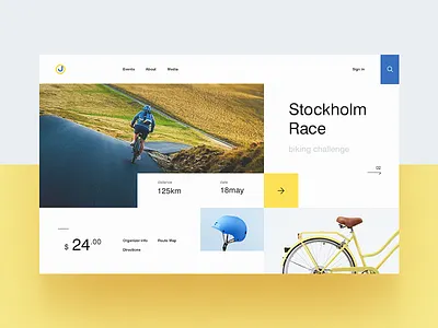 Biking Event Website colours header home homepage landing minimal page ui ux web website