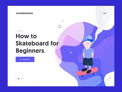 Skateboarding Illustration | Hero Header banner hero header illustration illustrator purple skateboard skateboarding sport typography vector