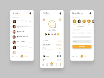 New game, Activity and Tables analytics android app clean finance ios light minimalist parth taylor poker split white