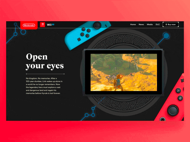 Zelda Breath of the Wild - Home motion breath of the wild gaming landing motion nintendo switch website zelda