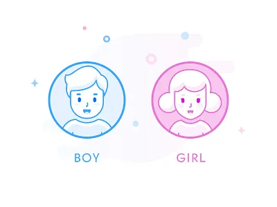 Gender Select Icons boy female gender gile icon illustration male material settings ui