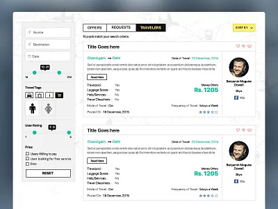 Travolize Web Application Design admin panel app daily ui dashboard design design interface filters interface layout list view listing listing page search list travel traveling ui user panel ux web
