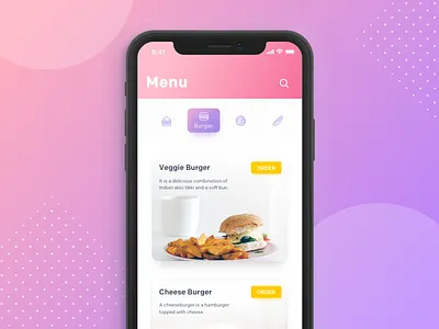 Restaurant App app application burger design food app ios iphonex order restaurant sketch ui ux