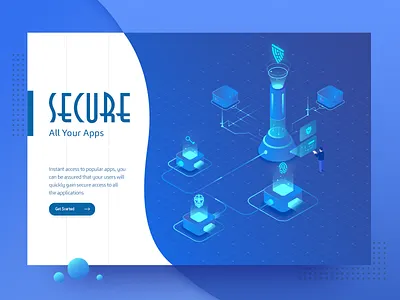 Secure Access color design illustration interface isometric isometry landing security ui ux web website