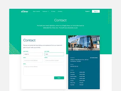 Stidner Contact contact feature homepage label page printing shipping
