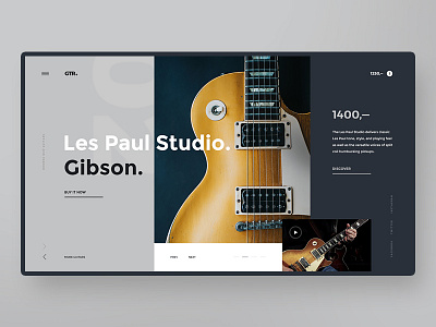 #7 Shots for Practice dark flat gray guitar homepage music shop store ui ux website