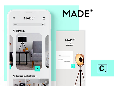 Made Shop decoration design green lighting made mockup mode ui ux