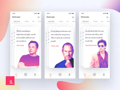 Motivate UI - Invision Studio dialy ui freebies invision ios iphone iphonex minimal motivate studio ui ux