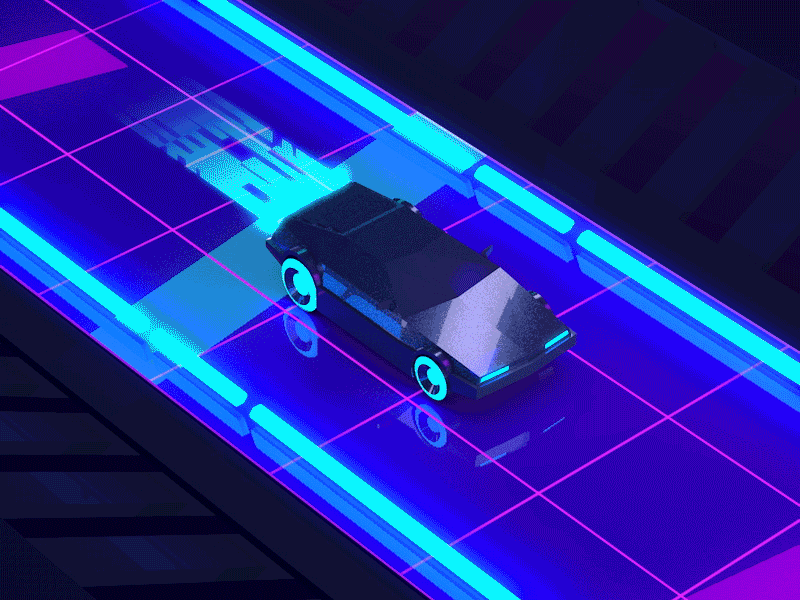 Retro Wave - DeLorean 80s c4d cinema4d delorean low poly neon race retro road