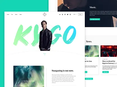 Kygo - Concept home clean dj kygo landing minimalism music website