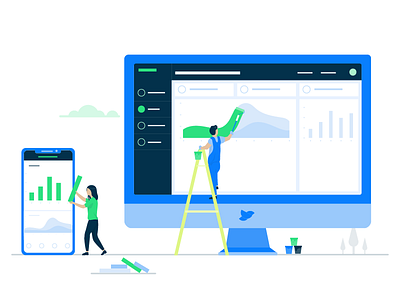 User Interface Design - Illustration branding colour dan kindley dashboard digital flat illustration illustration infographic scale self promotion ui design ux design character design
