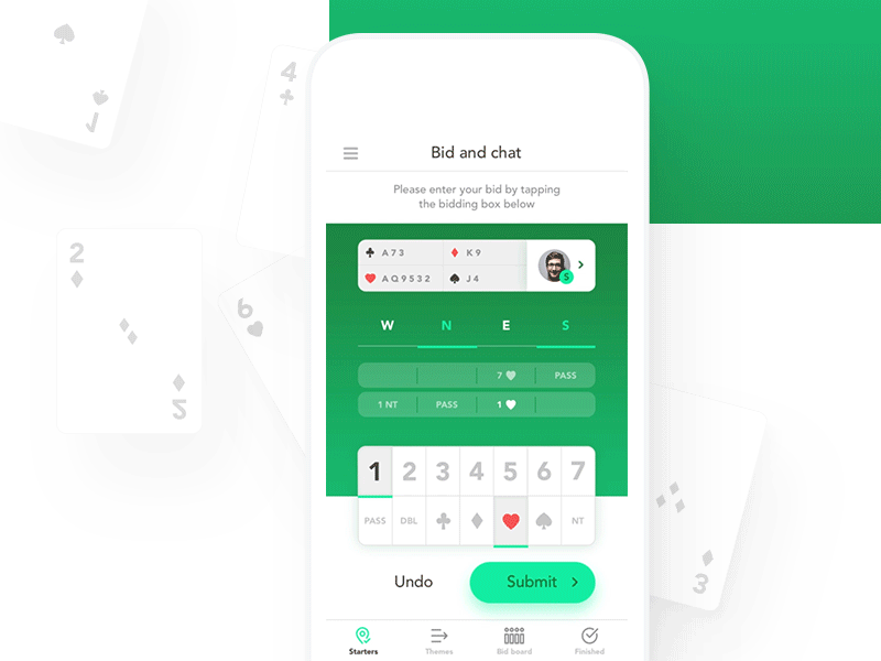 App for learning bridge app design interactions. objectivity ui ux web
